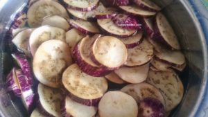Brinjals Chopped Round for Brinjal fry