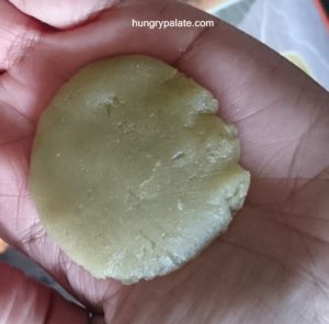 Dough shaped into appam