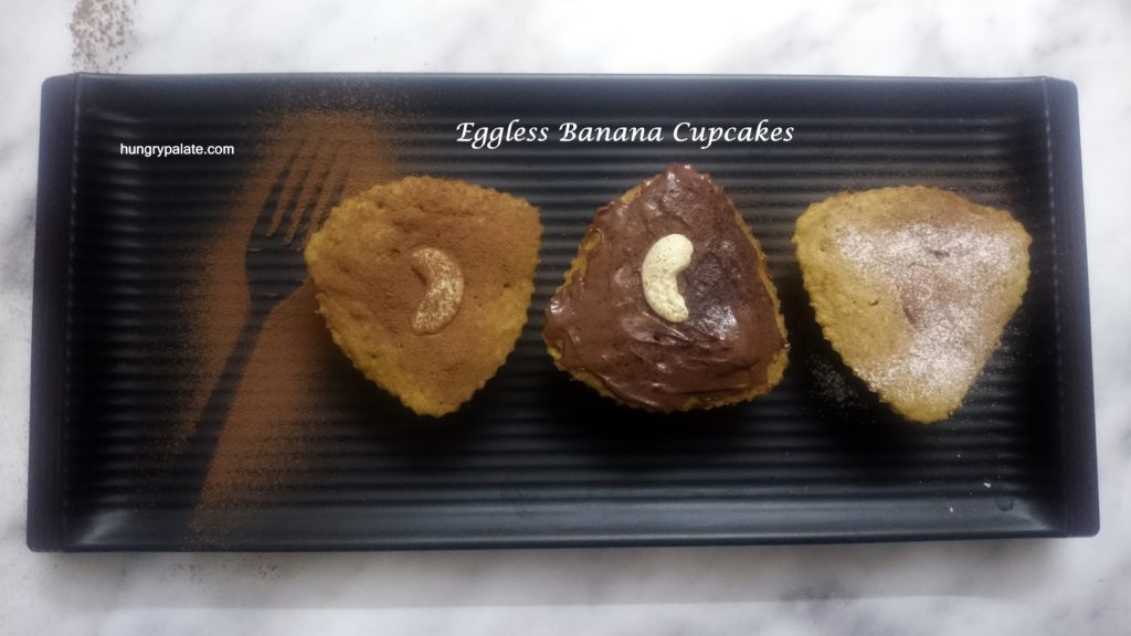 Eggless Banana Cupcakes with Palm Jaggery